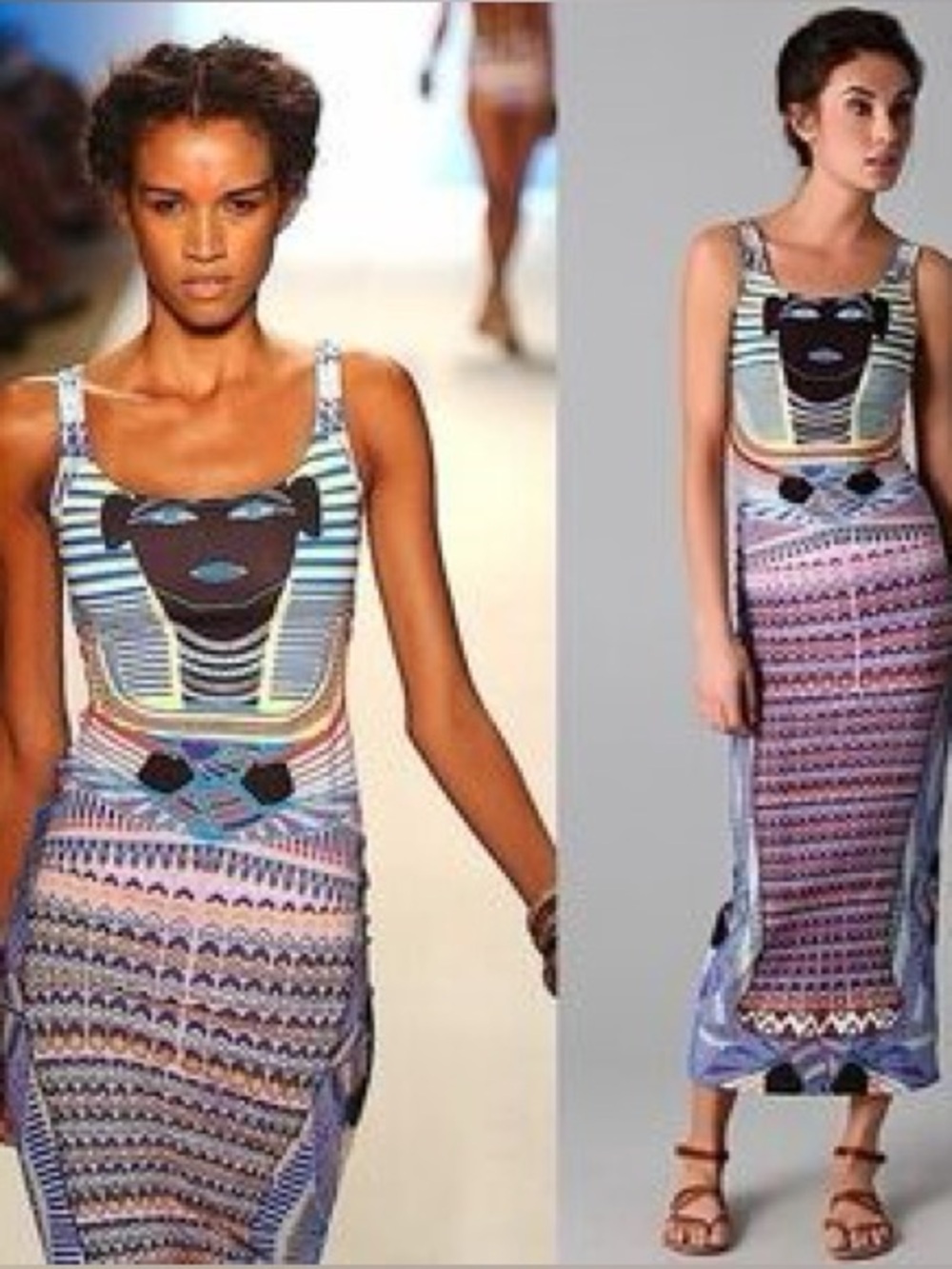 MARA HOFFMAN KING TUT RUNWAY FASHION WEEK MAXI DRESS EUC SZ XS Y2K vibes